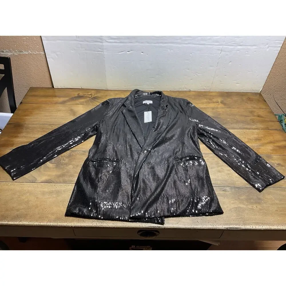 RIPLEY RADER Black Sequin Oversized Blazer Jacket Size 2 Small NWT